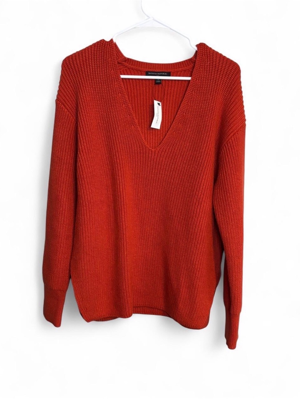 Banana Republic Burnt Orange V-Neck Knit Sweater